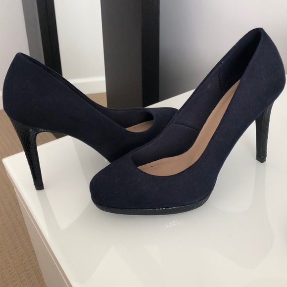 navy suede stilettos